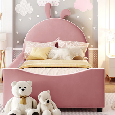 Twin Size Upholstered Daybed With Rabbit Ear Shaped Headboard