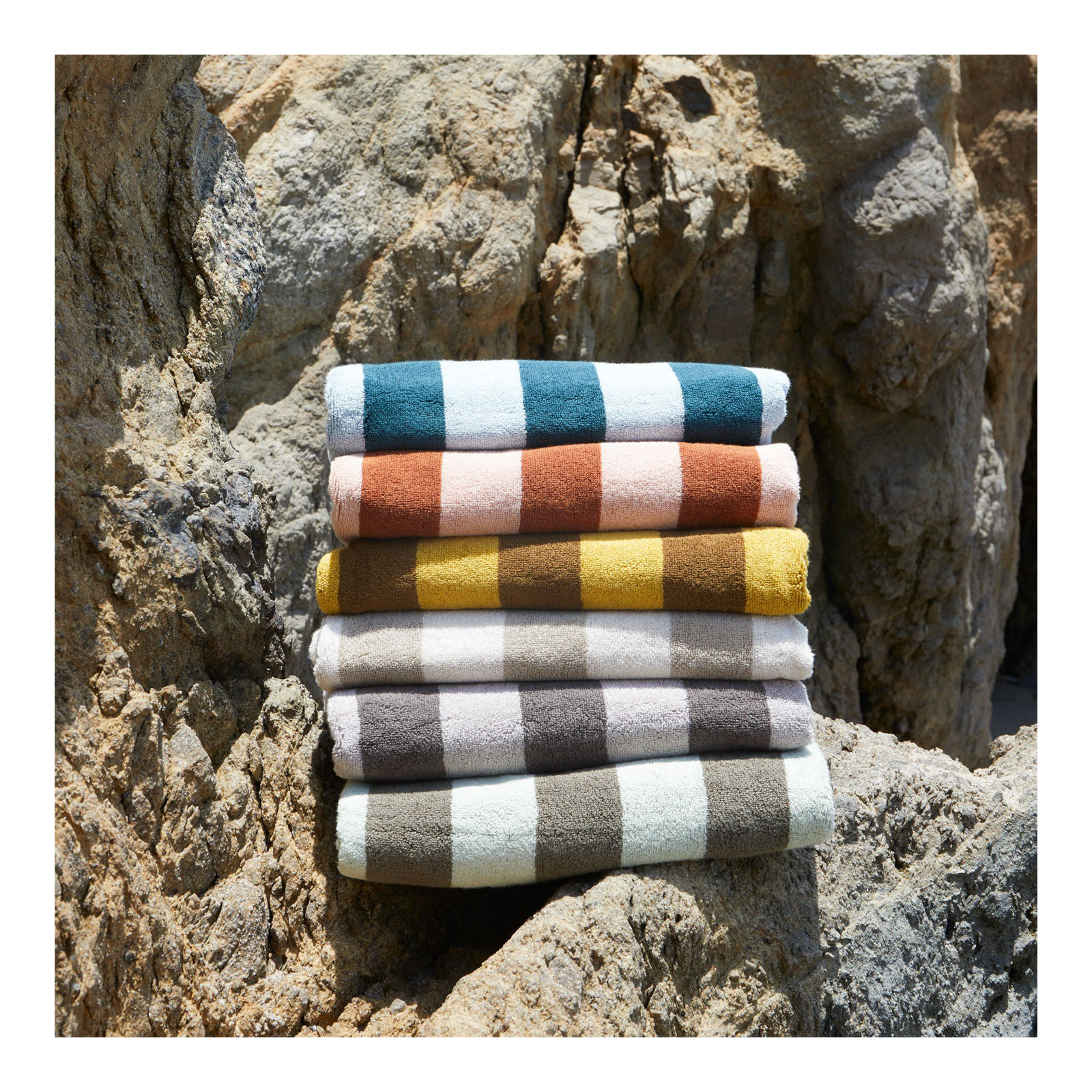 Simple Striped 100% Cotton, Sky/Peacock, Hand Towel - 1 Pack