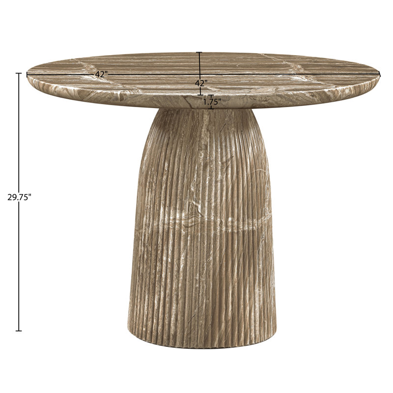 Table de salle à manger en béton 42 po Oronde, H 29,75 po x L 42 po x l 42 po, Beige