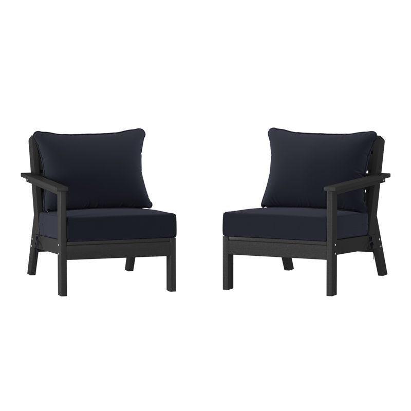 Ensemble de sièges profonds avec coussins, Marine, Black