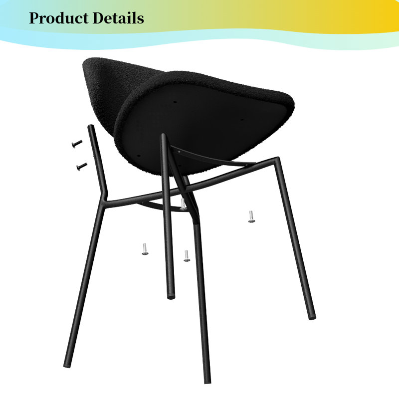 Chaises de salle à manger rembourrées en tissu Boucle, chaises de salle à manger de style Mid-Century moderne (ensemble de 4) - Revêtement Boucle avec structure en métal?