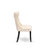 9-piece dining table set consists of a dinner table and 8 Light Beige Polyester Fabric dining chairs with Button Tufted Chair Back - Sand Blasting Black Finish.-1223408653
