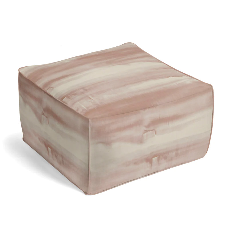 Upholstered Pouf, Blush Rayon/Viscose/Linen Blend