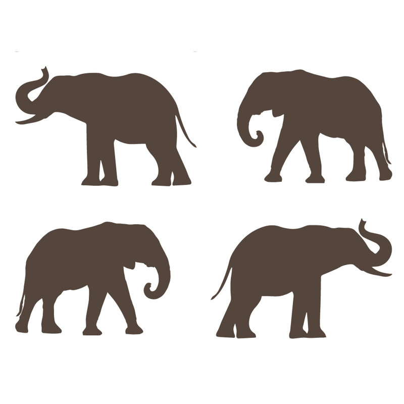 Décalcomanie murale motif éléphant, Brun, H 4 po x l 6 po x P 0,01 po