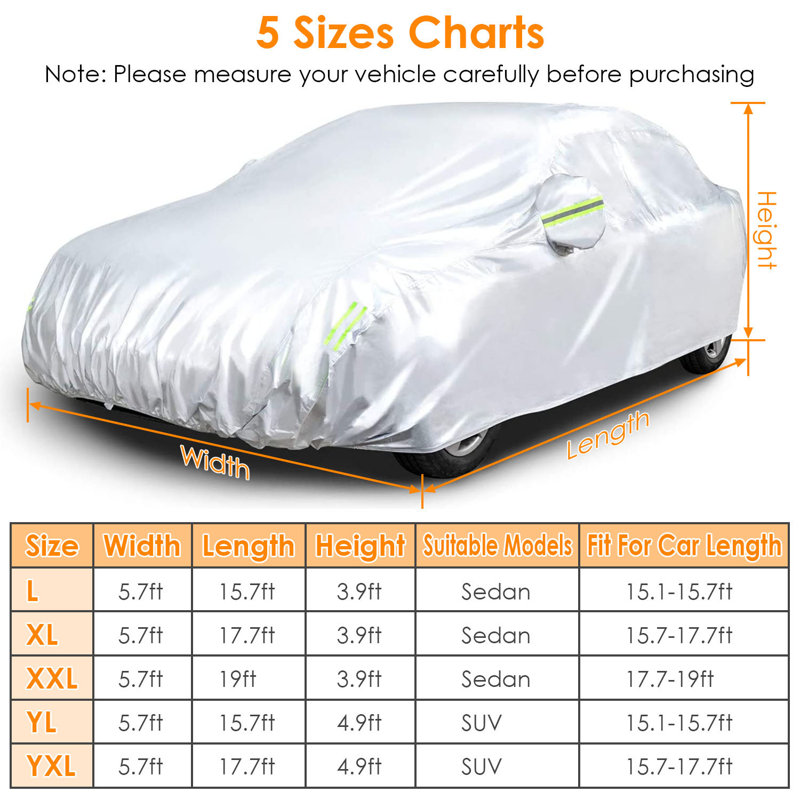Mildew Resistant Automobile Cover By Edge Collections, 15.8' H x 5.8' W x 3.9' D