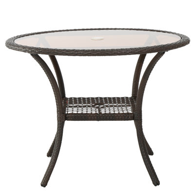 Libny Round Glass Outdoor Dining Table