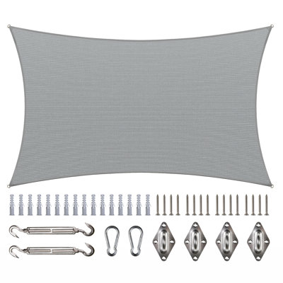 Toile d'ombrage rectangulaire avec ensemble de quincaillerie Colourtree - Installation facile et résistante aux rayons UV