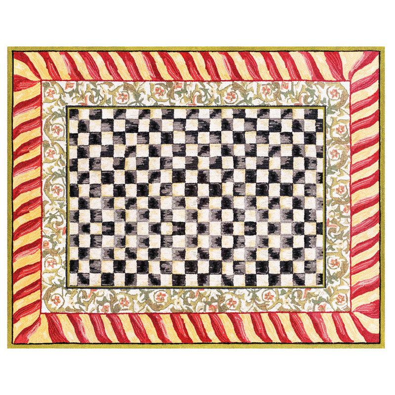 Courtly Check® Red/Gold Washable Rug, Rectangle 8' x 10'
