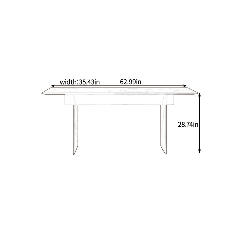Solid wood environmental large dining table, 28.74"H x 62.99"L x 35.43"W, Black