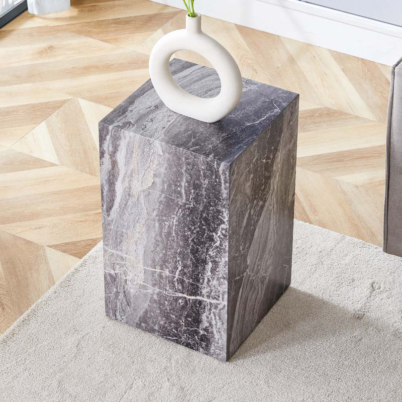 Texture MDF Coffee Table,End Table, 20" H x 12" L x 12" W, Gray