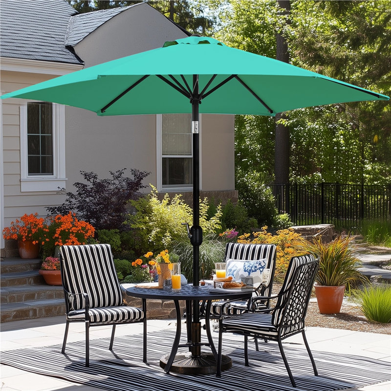 Parasol de marché d'extérieur avec manivelle 108 po Bruton, Turquoise