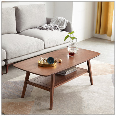 Solid Wood Coffee Table with Storage Shelf, Easy Assembly, Perfect for Living Room and Home Office
