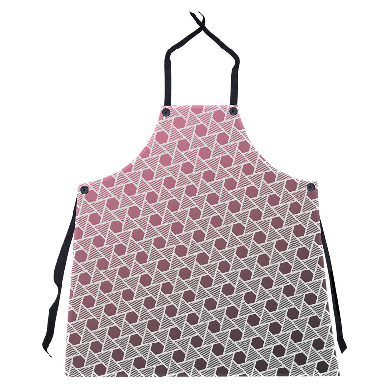 Tablier en hexagones et triangles Rainbow, Noir/rose