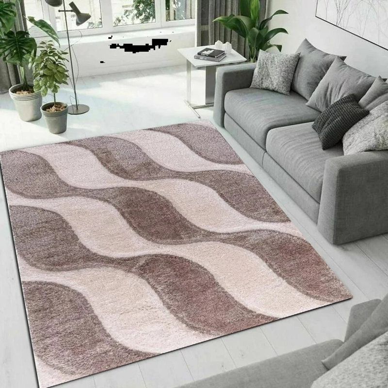 Geometric Shag Area Rug, Rectangle 200 x 290 cm