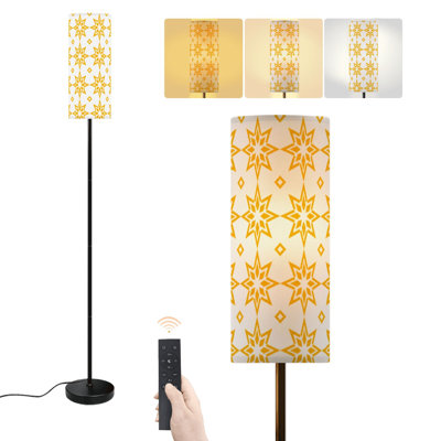 Floor Lamp geometric floral yellow retro mid century Raster Simple mustard Dimmable Modern Standing Lamp with Remote Control Footswitch Bulb Lampshade Tall Pole Corner Lamp for Living Room Bedroom Office