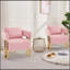 Chaise d'appoint rembourrée 2 pièces en velours avec pieds en métal doré pour salon, vestiaire et bureau