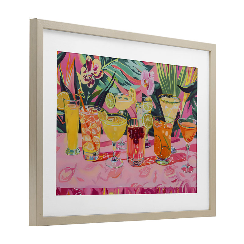 «Tropical Cocktail Party», reproduction sous verre encadrée, design par LSR Design Studio, H 14 po x l 20 po