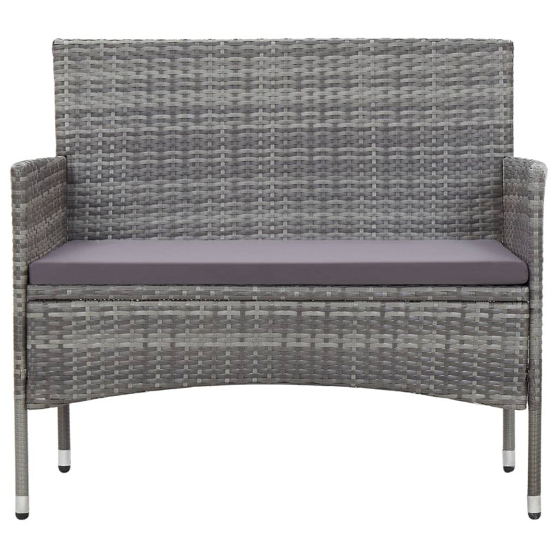 Chaise longue 4 pièces avec coussins, gris, gris