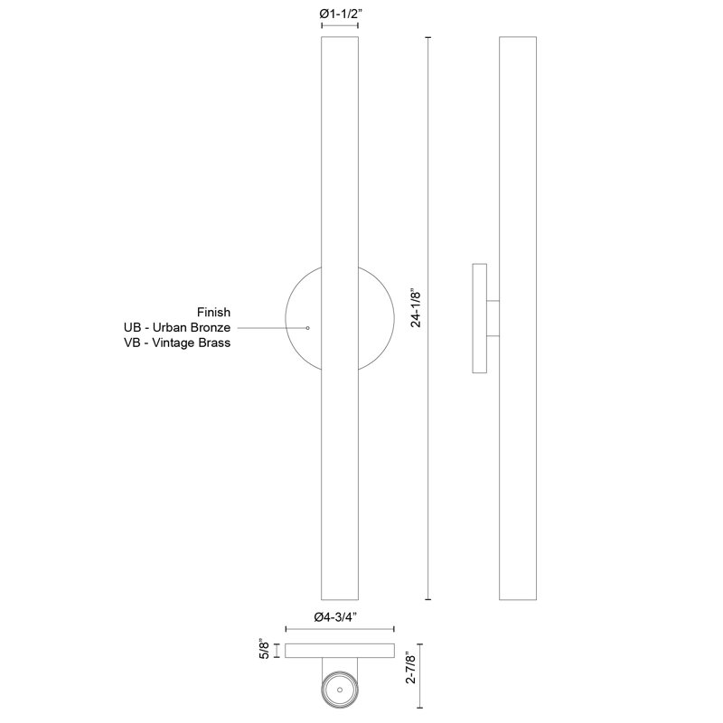 Mason 1 - Light LED Armed Sconce, Urban Bronze, 24.13" H x 4.75" W x 2.88" D