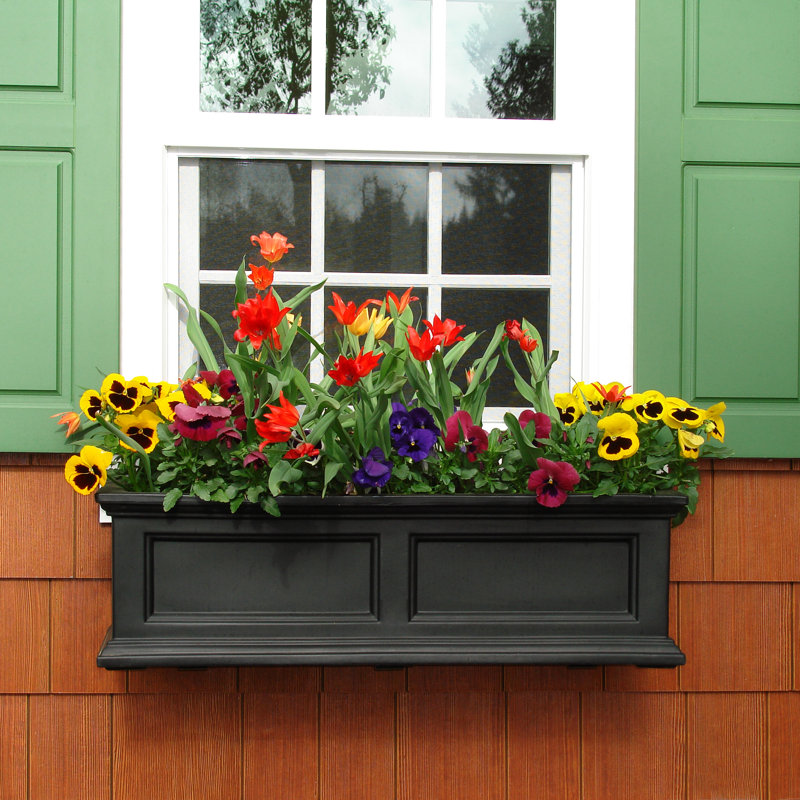 White 36" Traditional Resin Self-Watering Window Box Planter
