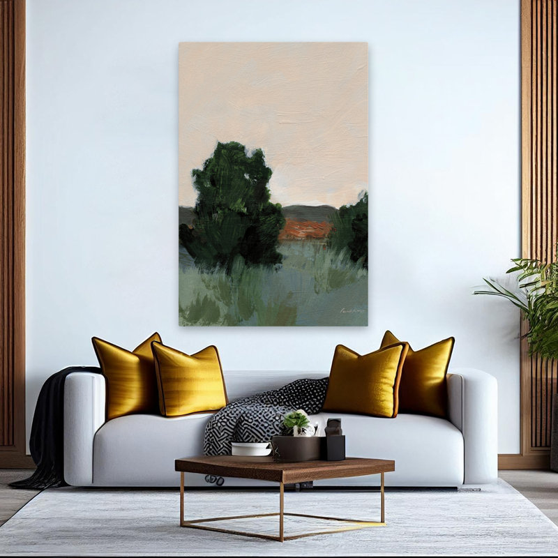 Désert vert - abstrait noir brun crème, H 60 po x l 40 po