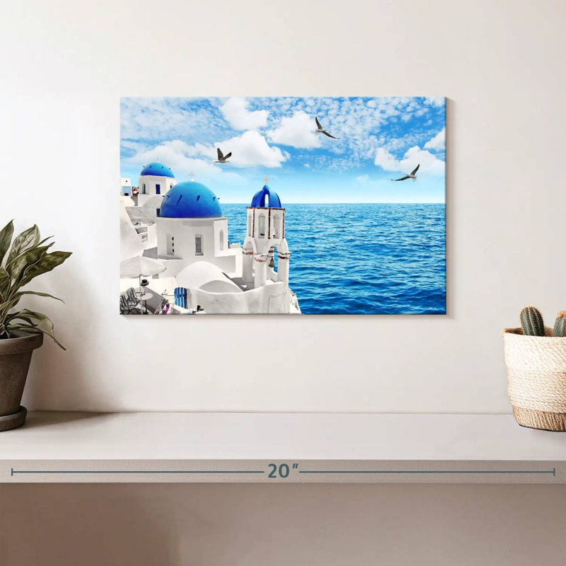 Santorini Island - reproduction sur toile tendue, H 8 po x l 12 po x P 1 po
