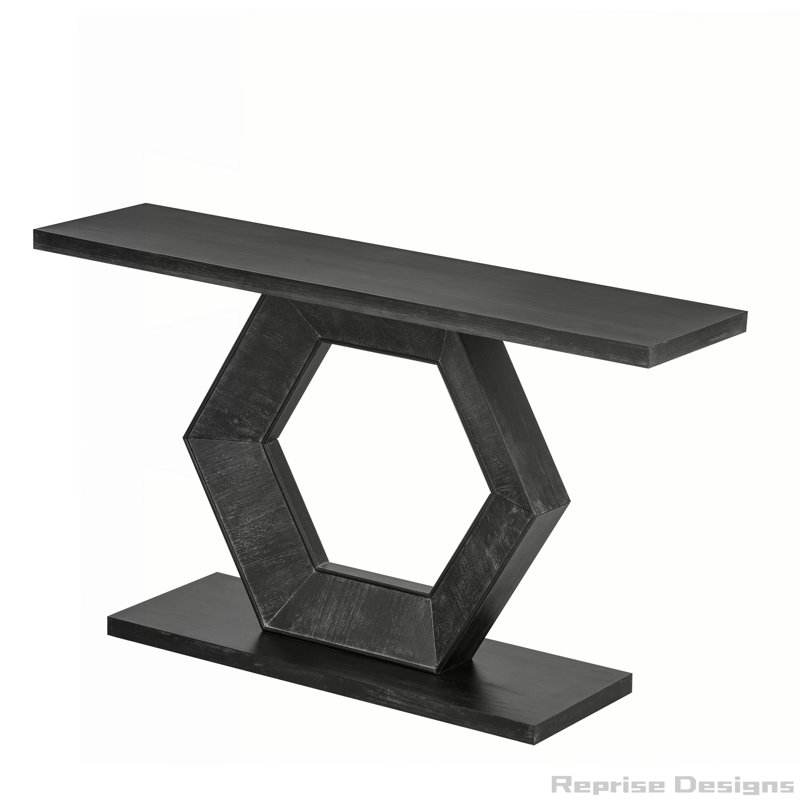 Modern Entryway Table with Hollow Hexagon Leg Structure, Black