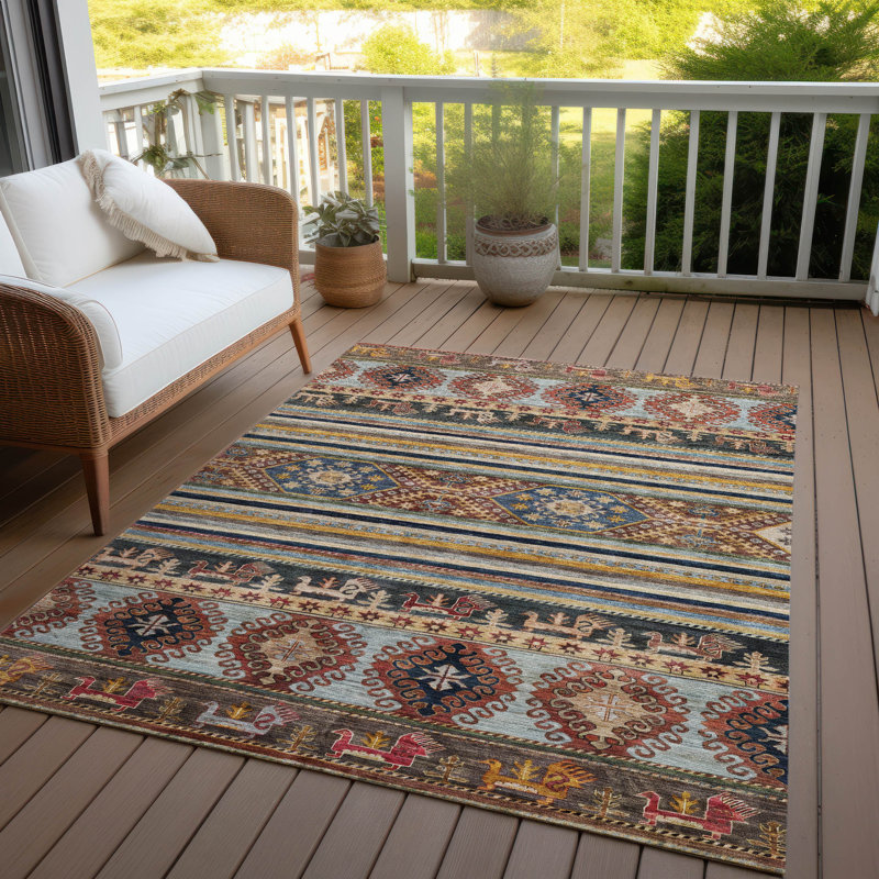 Tapis intérieur / extérieur orange Claritha, 8' x 10'