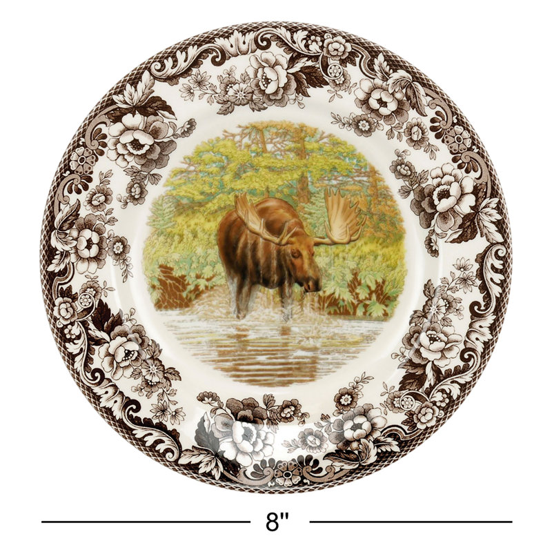 Spode Woodland Moose Salad Plate 8" Moose