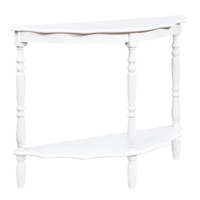 Console Table With Half-moon Shape And Solid Wood, Cloud Design Open Shelf Retro Legs Top, For Storage