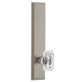 Grandeur Carré Tall Plate Passage with Baguette Clear Crystal Door Knob