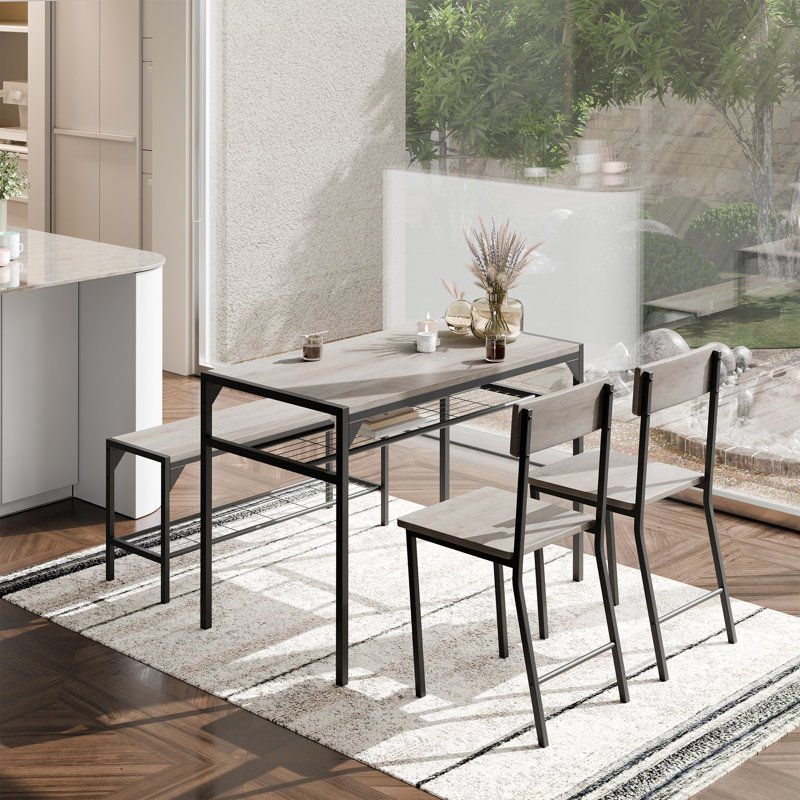 Ensemble de table de salle à manger 4 personnes Deandrae, Gris