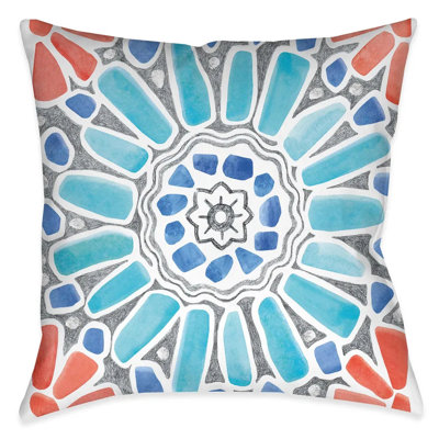 Coastal Mosaic Polyester Throw Pillow