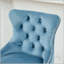 Tabouret de bar pivotant en velours - Pieds en bois avec capitonnage à boutons et garniture cloutée (bleu clair)-1369082875