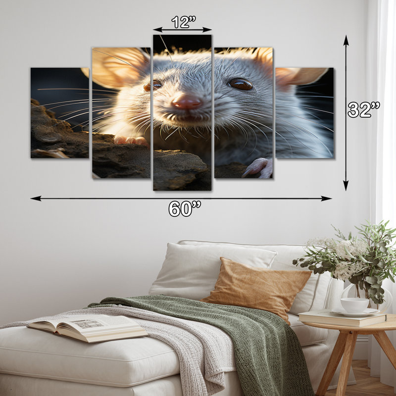Mignon rongeur - reproduction d'art mural animaux - 5 panneaux