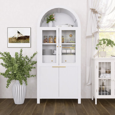 Garde-manger arqué 71 'de haut avec porte vitrée et tablettes réglables