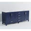 Bleu marine 80 po Meuble-lavabo double avec surface en quartz blanc - bois massif, fermeture en douceur, 6 tiroirs, 2 armoires et charnières à fermeture en haut-2068496896