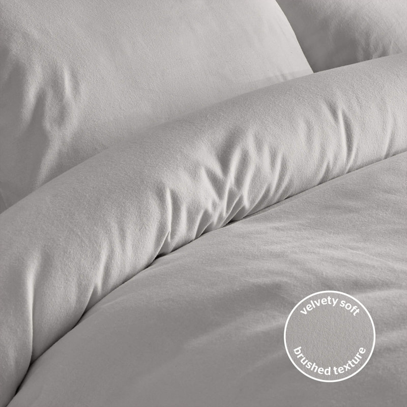 Silentnight Brushed Cotton Duvet Set, Silver, Single Duvet Cover Set + 1 Standard Pillowcase