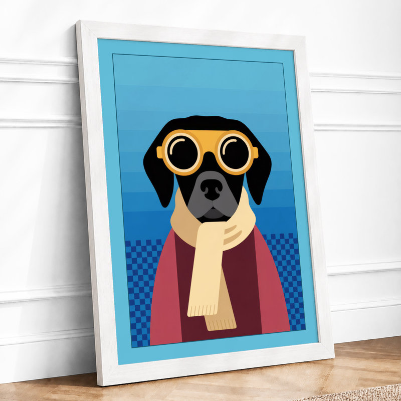 Adventurer Pup Modern - Framed Print, A1 - 84.1 x 59.4 cm, White