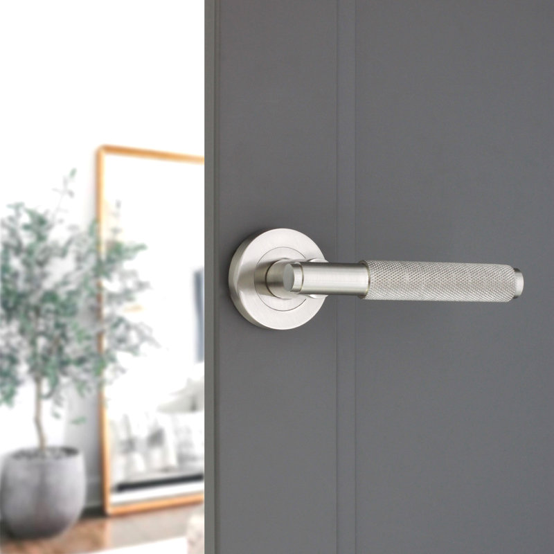 Connaught Knurled Lever on Rose Satin Nickel