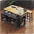 53inch Large Kitchen Island with Drop Leaf,Power Outlet,Door Internal Storage Rack,Rolling Kitchen Cart on 5 Wheels with 5 Open Side Racks for Kitchen,Black-1283463885