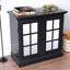 Buffet de salon avec portes en miroir, tablette réglable, haute densité, grain de bois 3D noir Polyvalent, élégant, nécessitant peu d'entretien de l'armoire de rangement, poignées en métal, légères et faciles-130040471