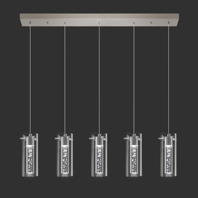 Bojidar - Light LED Kitchen Island Pendant, Brushed Nickel, 5
