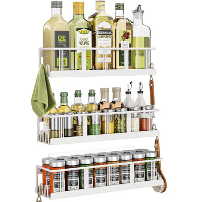 Spice Rack Wall Mounted 3 Pack,RV Spice Rack,White