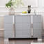 Commode élégante avec poignée en métal, armoire de rangement à miroir avec 6 tiroirs, gris