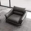 Fauteuil à coussin en cuir véritable gris foncé-412540830