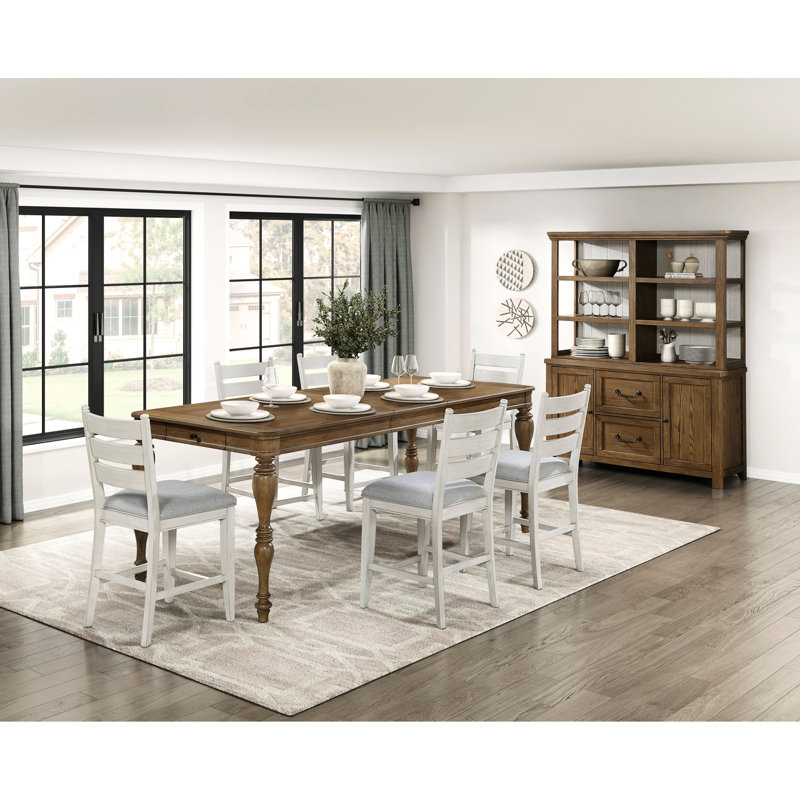 Chaises à hauteur de comptoir de 2 avec design blanc antique, siège gris confortable, dossier, structure en bois, pour îlot de cuisine, finition à assembler, salle à manger,