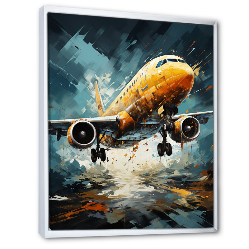 Orange Aerodynamics Plane - Plane Canvas Prints, H 20 po x l 12 po x P 1 po, Cadre flottant blanc