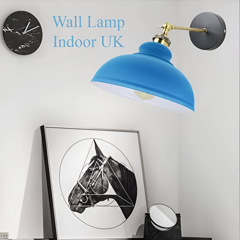 Yahir Angle Adjustable Wall Sconce —Dome Metal Shade, Vintage Industrial Style-E27 Holder, Light Blue