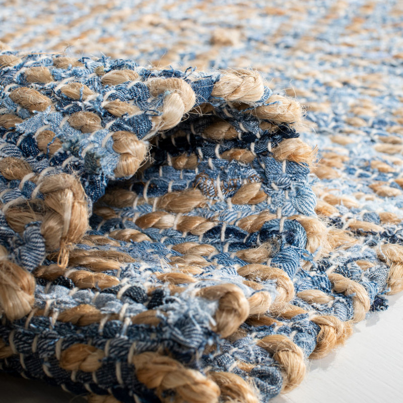 Tapis rayé en jute tissé à la main Doleman, Rectangle 6 pi x 9 pi